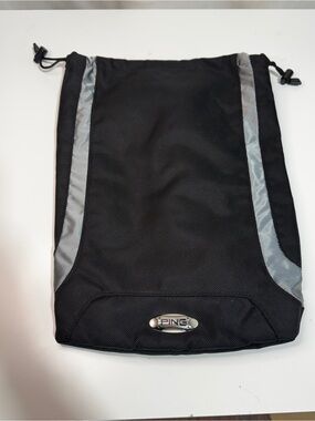 Ping Golf Accessory Shoe Sack Black/Gray Drawstring Closure w/ Zipper Pocket